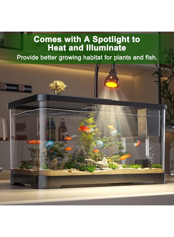 M.A&F's Fish Aquarium Tank Ultra Clear Fish Bowls with Oxygen Pump Lamp Cover, Turtle Tank Tortoise Aquarium Reptile Habitat Terrariums, Betta Goldfish Tanks for Crayfish Shrimp Small Amphibious Creatures - Image 5